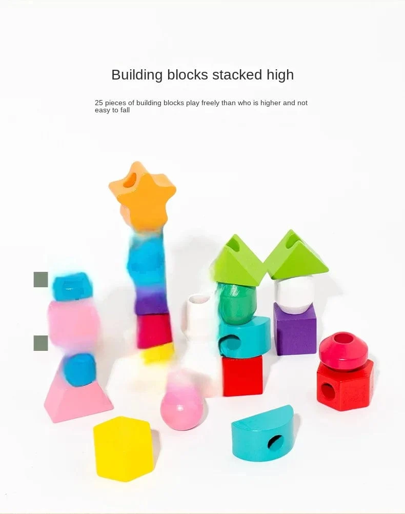Montessori-Holzspielzeug, Farb- und Form-Matching-Puzzle-Spiel, bunte Perlen, Farberkennung, frühes Lernspielzeug, Geschenk für Kinder