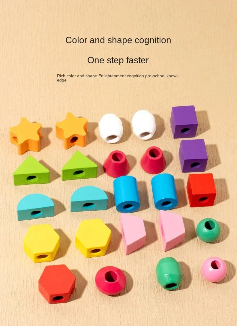 Montessori-Holzspielzeug, Farb- und Form-Matching-Puzzle-Spiel, bunte Perlen, Farberkennung, frühes Lernspielzeug, Geschenk für Kinder