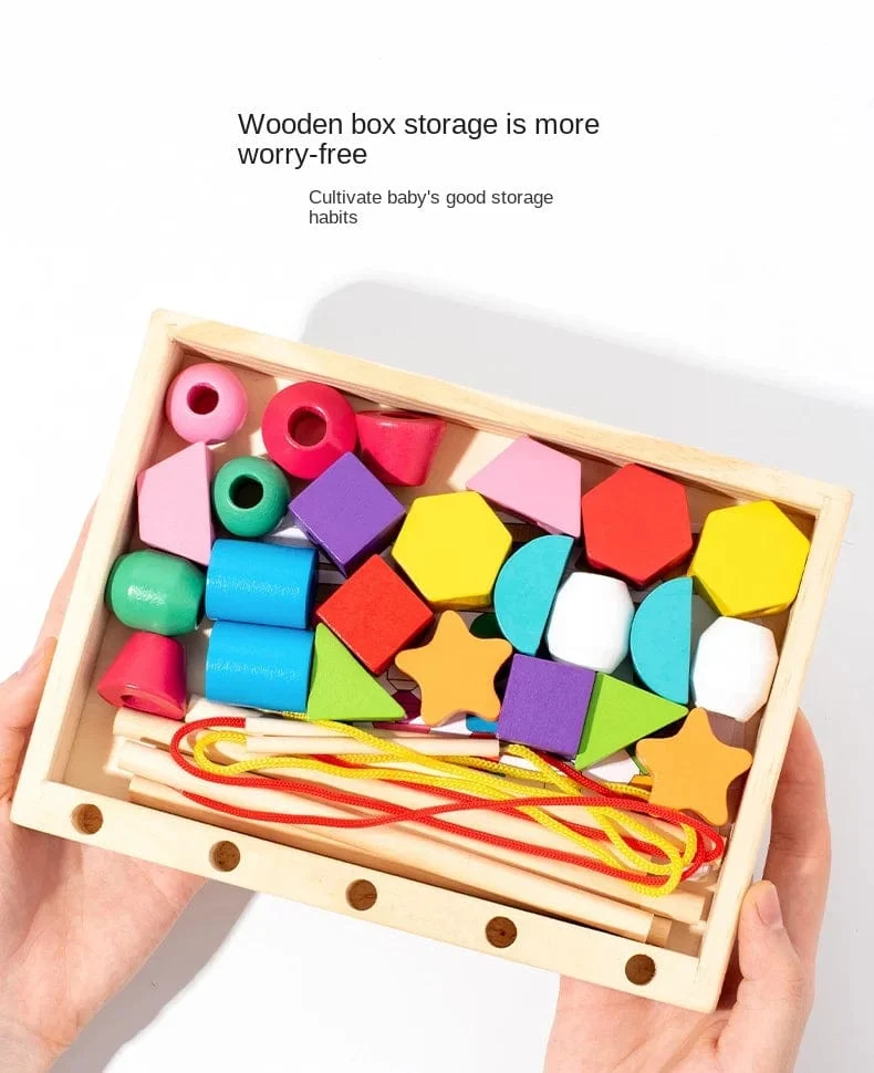 Montessori-Holzspielzeug, Farb- und Form-Matching-Puzzle-Spiel, bunte Perlen, Farberkennung, frühes Lernspielzeug, Geschenk für Kinder