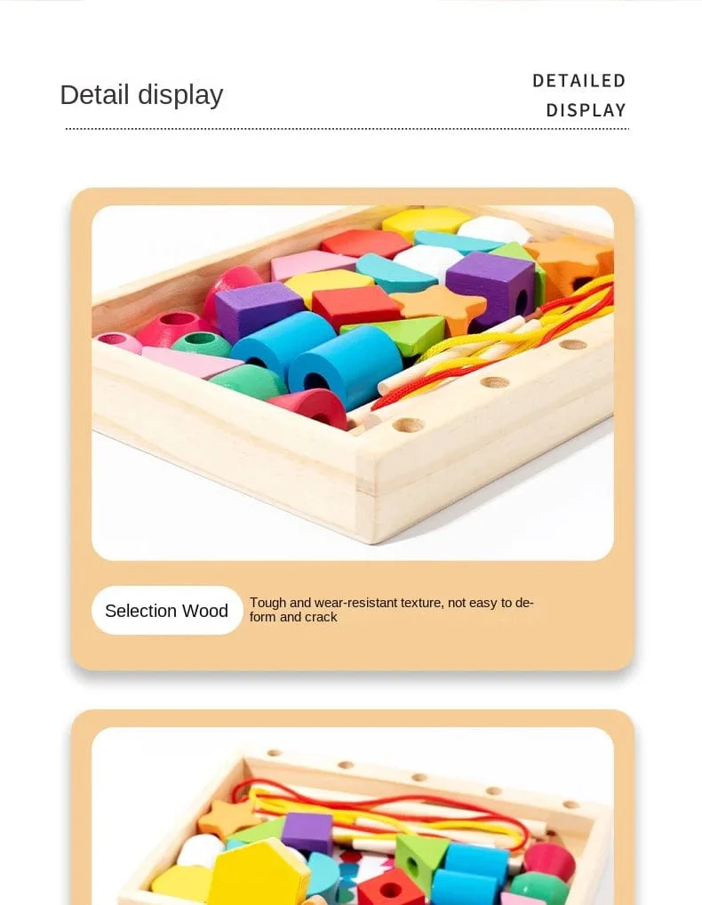Montessori-Holzspielzeug, Farb- und Form-Matching-Puzzle-Spiel, bunte Perlen, Farberkennung, frühes Lernspielzeug, Geschenk für Kinder