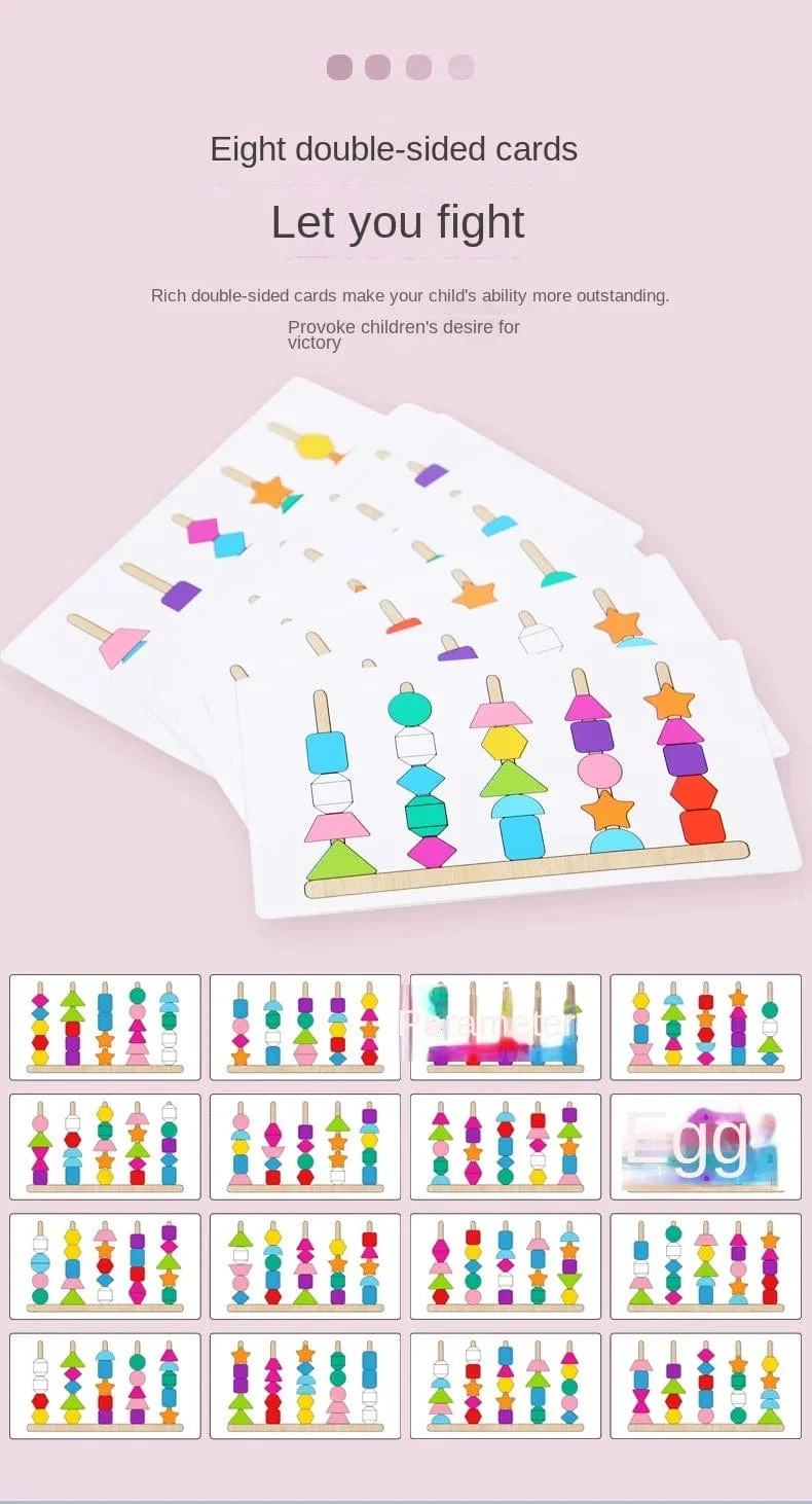 Montessori-Holzspielzeug, Farb- und Form-Matching-Puzzle-Spiel, bunte Perlen, Farberkennung, frühes Lernspielzeug, Geschenk für Kinder