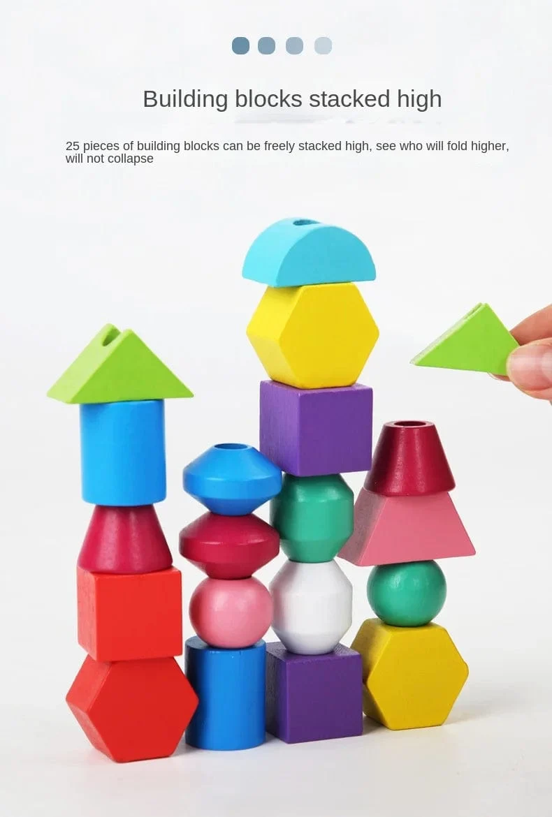 Montessori-Holzspielzeug, Farb- und Form-Matching-Puzzle-Spiel, bunte Perlen, Farberkennung, frühes Lernspielzeug, Geschenk für Kinder