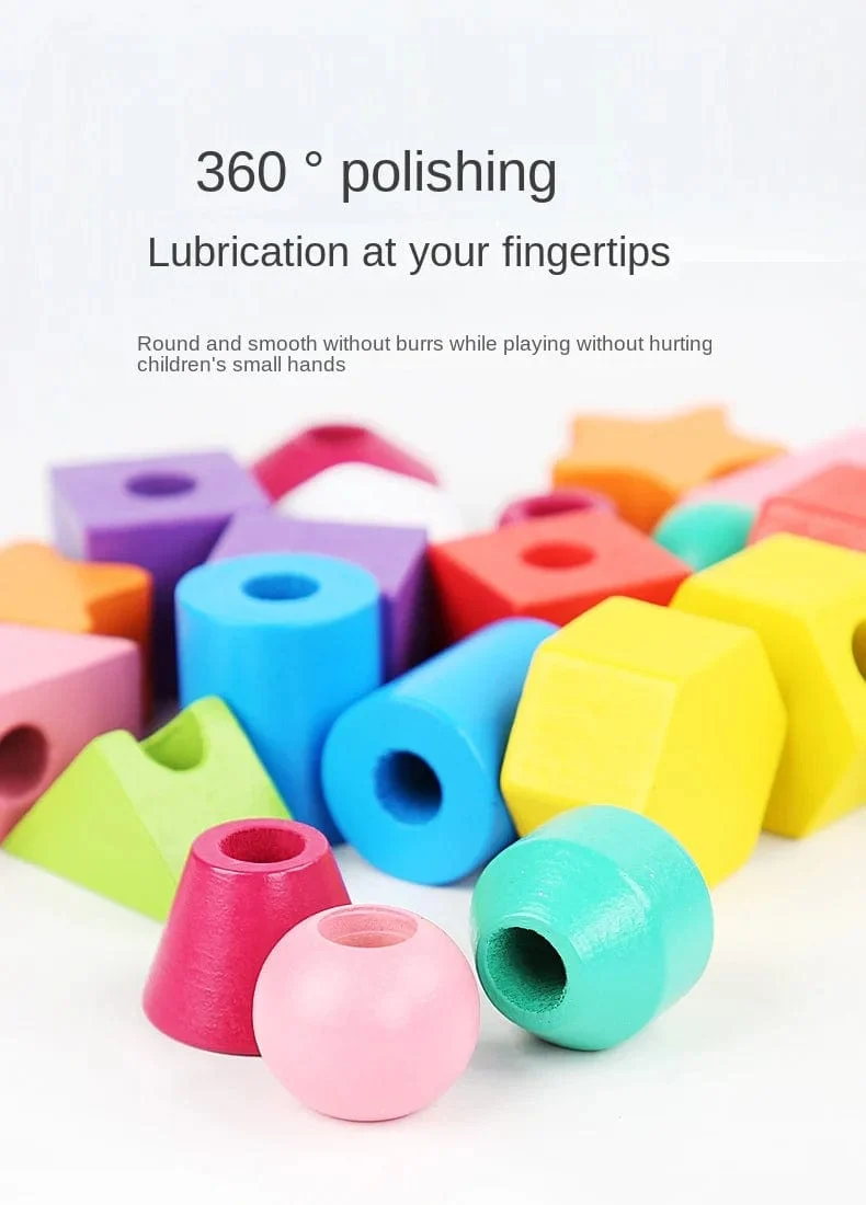 Montessori-Holzspielzeug, Farb- und Form-Matching-Puzzle-Spiel, bunte Perlen, Farberkennung, frühes Lernspielzeug, Geschenk für Kinder