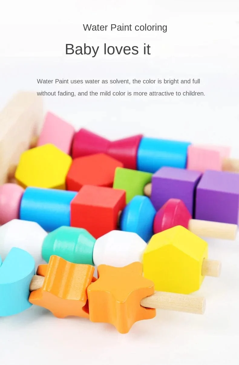 Montessori-Holzspielzeug, Farb- und Form-Matching-Puzzle-Spiel, bunte Perlen, Farberkennung, frühes Lernspielzeug, Geschenk für Kinder