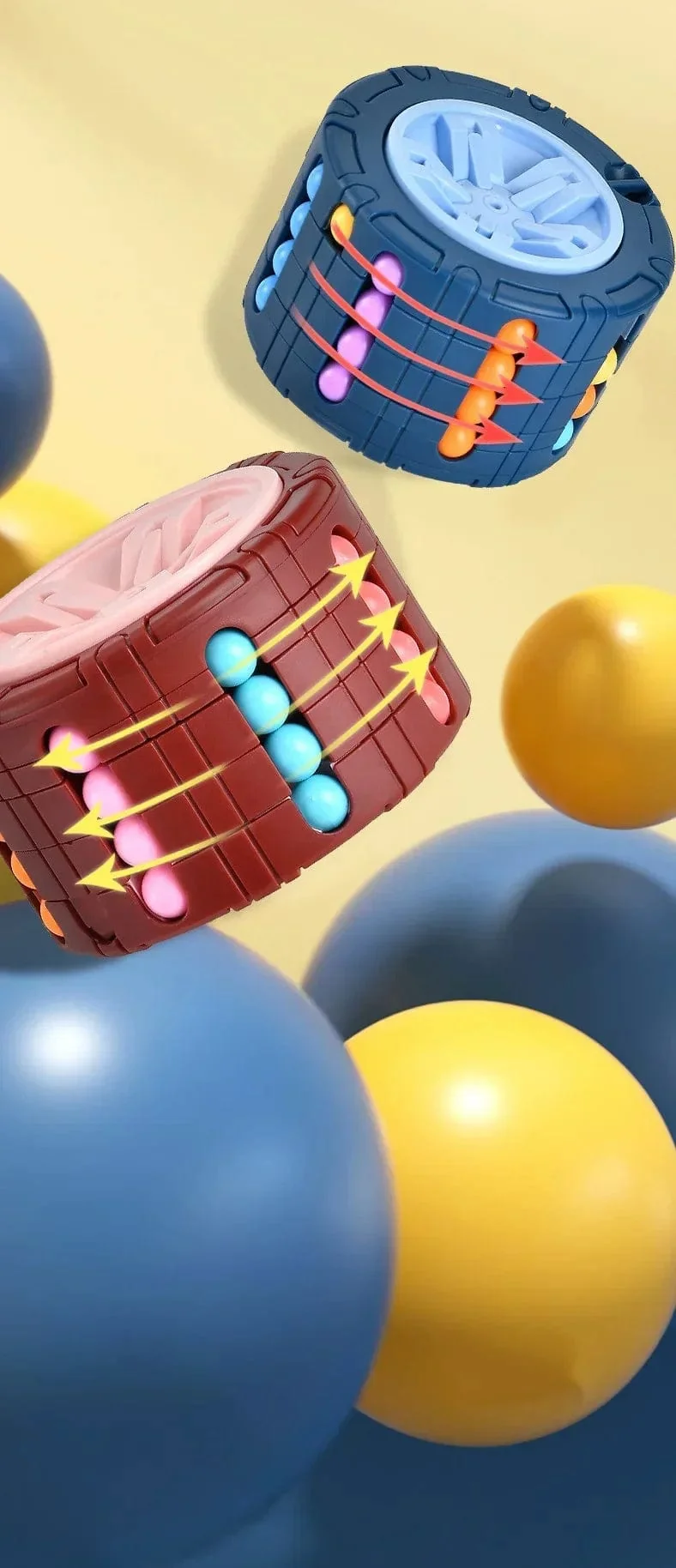 3D-Zylinder-Würfel-Spielzeug, magische Bohnen, Gyro, Drehen, Rutsche, Puzzle-Spiele, Stress abbauen, Kinder, pädagogisches Montessori-Säuglingsspielzeug, Geschenk