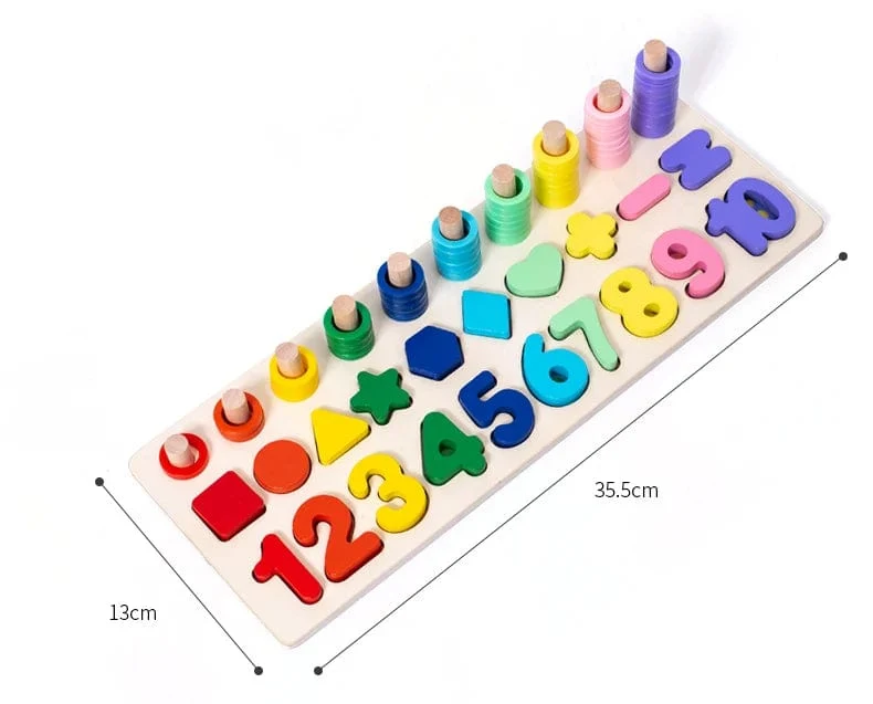 Kinder Montessori Mathe-Spielzeug für Kleinkinder, pädagogisches Holzpuzzle, Angelspielzeug, Zählen, Zahlen, Formen, passende Sortierspiele, Brettspielzeug