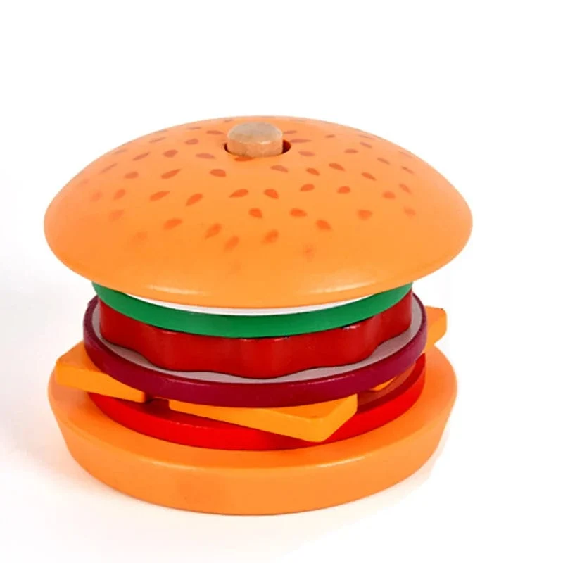 Kinder Pretend Play Küche Spielzeug Hamburger Sandwich Simulation Lebensmittel Matching Spiele Montessori Pädagogisches Holz Stapeln Spielzeug