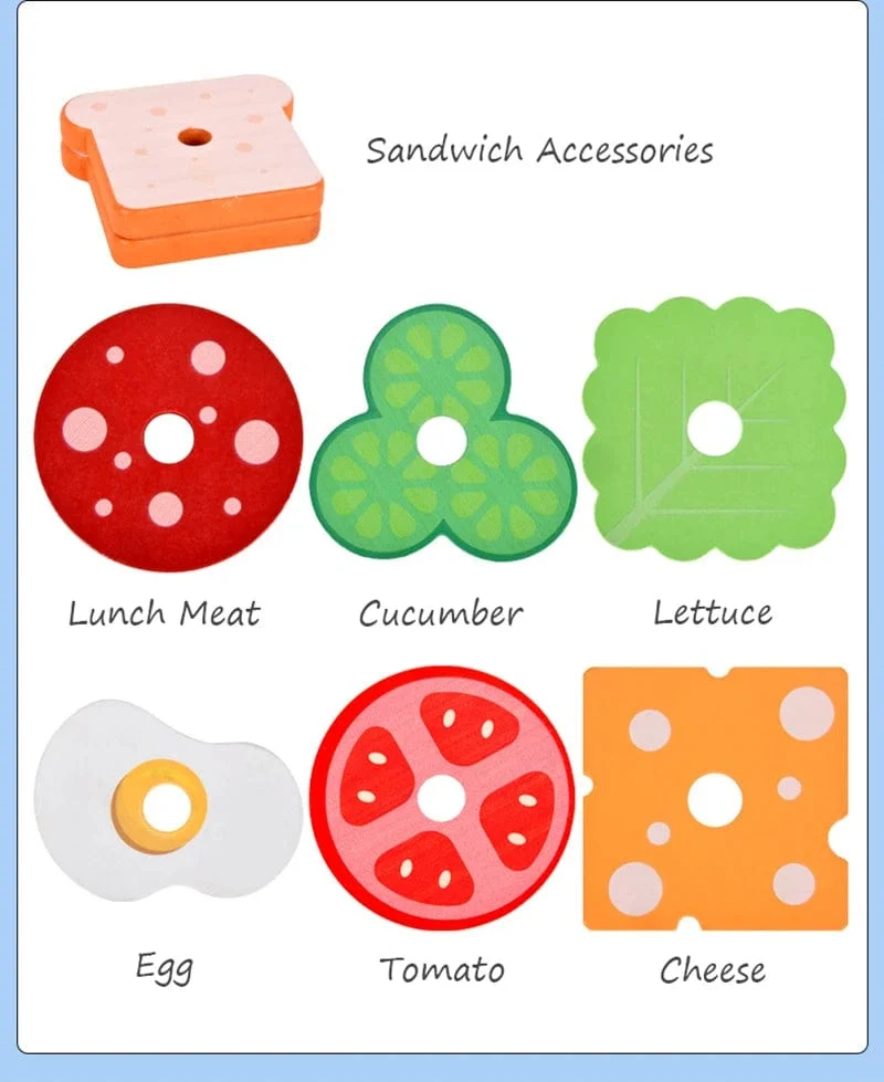 Kinder Pretend Play Küche Spielzeug Hamburger Sandwich Simulation Lebensmittel Matching Spiele Montessori Pädagogisches Holz Stapeln Spielzeug