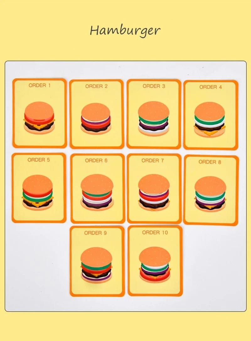 Kinder Pretend Play Küche Spielzeug Hamburger Sandwich Simulation Lebensmittel Matching Spiele Montessori Pädagogisches Holz Stapeln Spielzeug