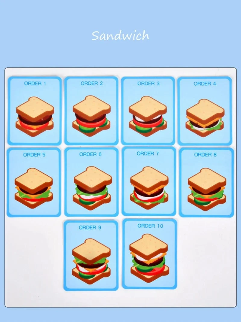Kinder Pretend Play Küche Spielzeug Hamburger Sandwich Simulation Lebensmittel Matching Spiele Montessori Pädagogisches Holz Stapeln Spielzeug