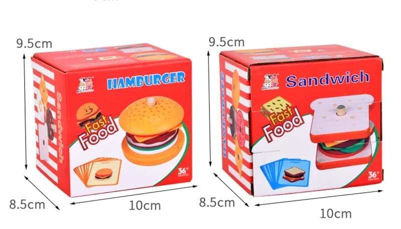 Kinder Pretend Play Küche Spielzeug Hamburger Sandwich Simulation Lebensmittel Matching Spiele Montessori Pädagogisches Holz Stapeln Spielzeug