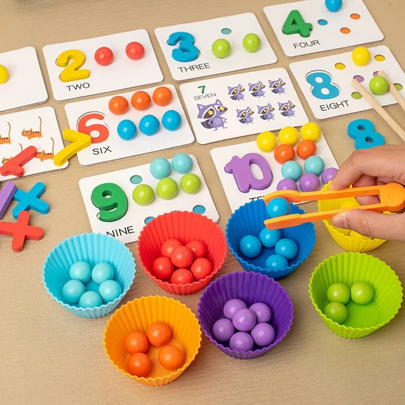 Montessori Mathematik Zählen Sortierung Spielzeug Clip Perlen Matching Spiele Feinmotorik Zahlen Farbe Sensorische Pädagogische Spielzeug Für Kind