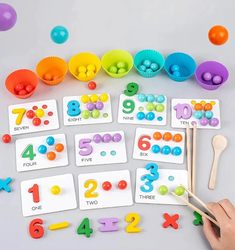 Montessori Mathematik Zählen Sortierung Spielzeug Clip Perlen Matching Spiele Feinmotorik Zahlen Farbe Sensorische Pädagogische Spielzeug Für Kind