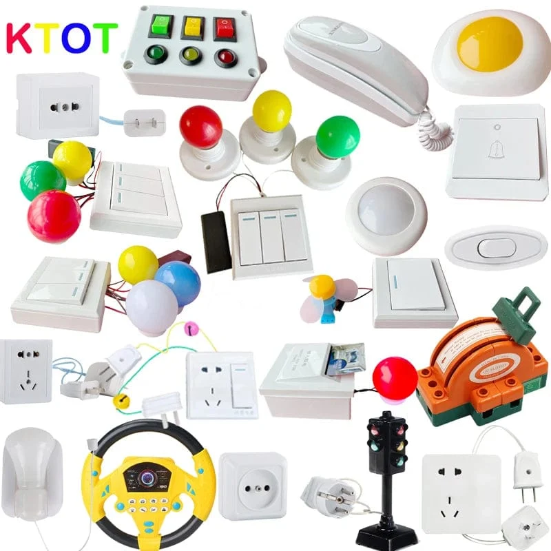 Busy Board DIY Material Zubehör Lampen Türklingel Montessori Lehrmittel Praktische Fähigkeiten Ton Farberkennung Holzspielzeug