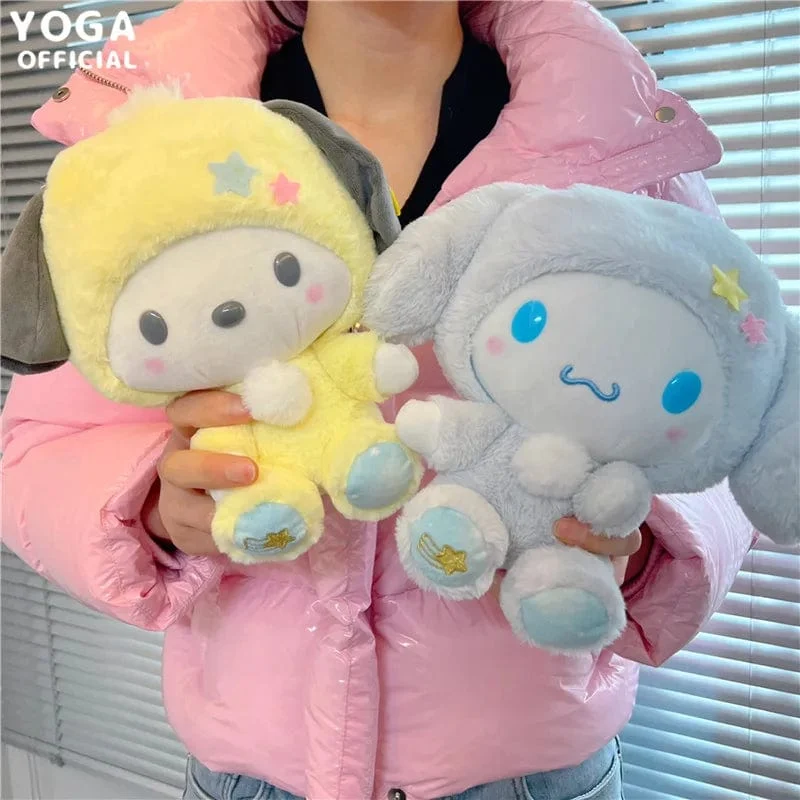 Sanrio Plushies 12/20cm Süße Zimtrolle Kuromi Pochacco Kawaii Plüschpuppe Weiches Plüsch-Geburtstagsgeschenk für Kinder