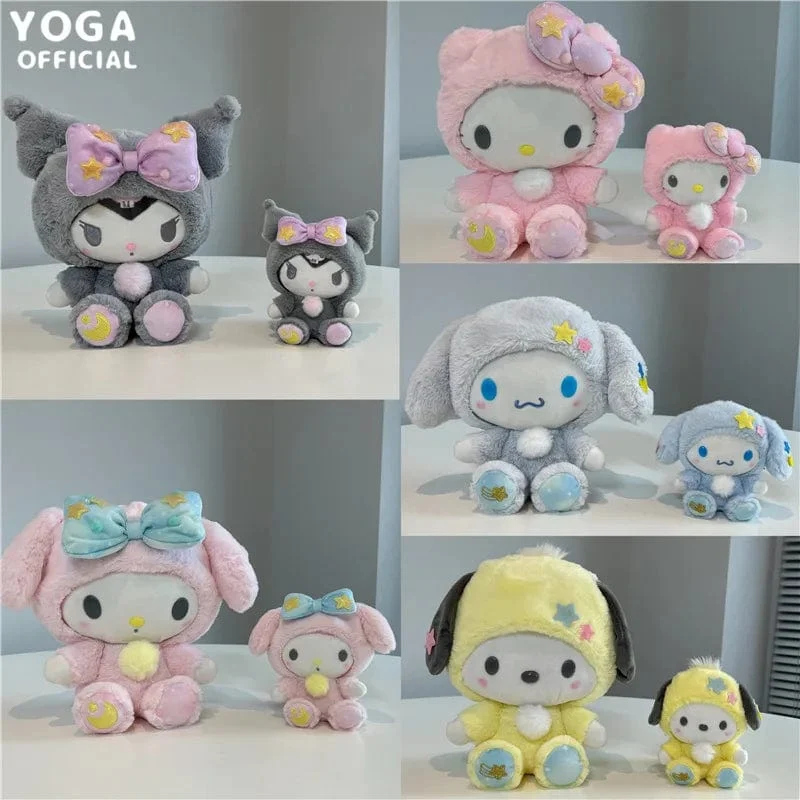 Sanrio Plushies 12/20cm Süße Zimtrolle Kuromi Pochacco Kawaii Plüschpuppe Weiches Plüsch-Geburtstagsgeschenk für Kinder
