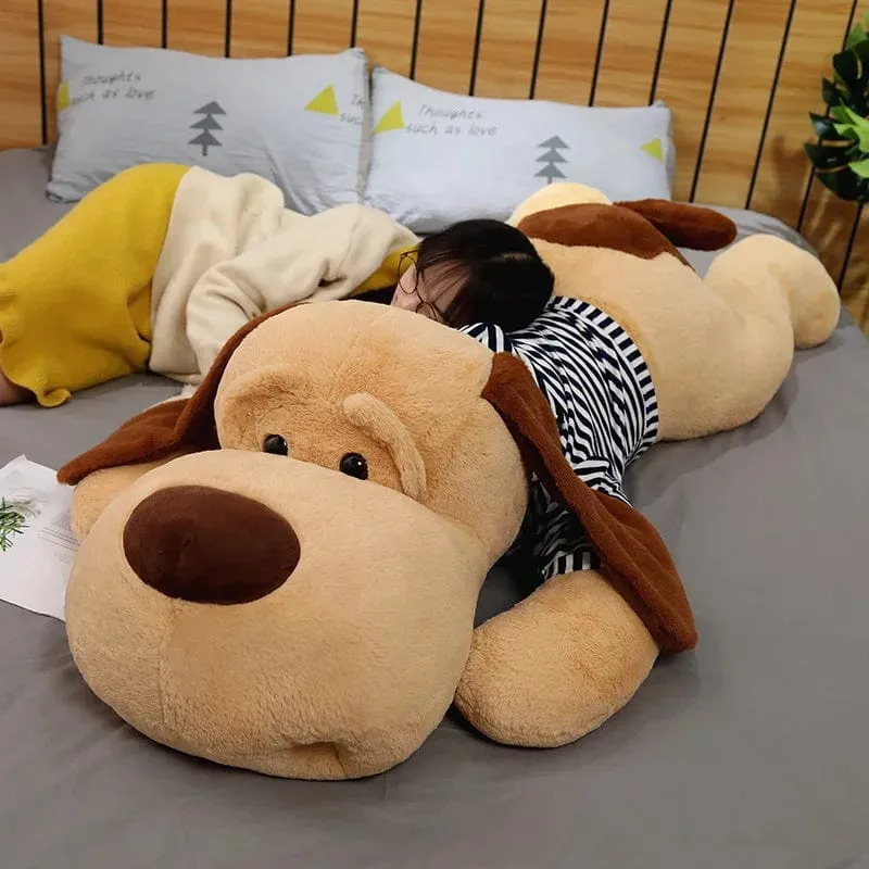Riesiges Hundeplüschtier, großer schlafender Hund, ausgestopfter Welpe, Puppe, weiches Tierspielzeug, Cartoon-Kissen, Baby-Rückenkissen, Mädchen, Geburtstagsgeschenk