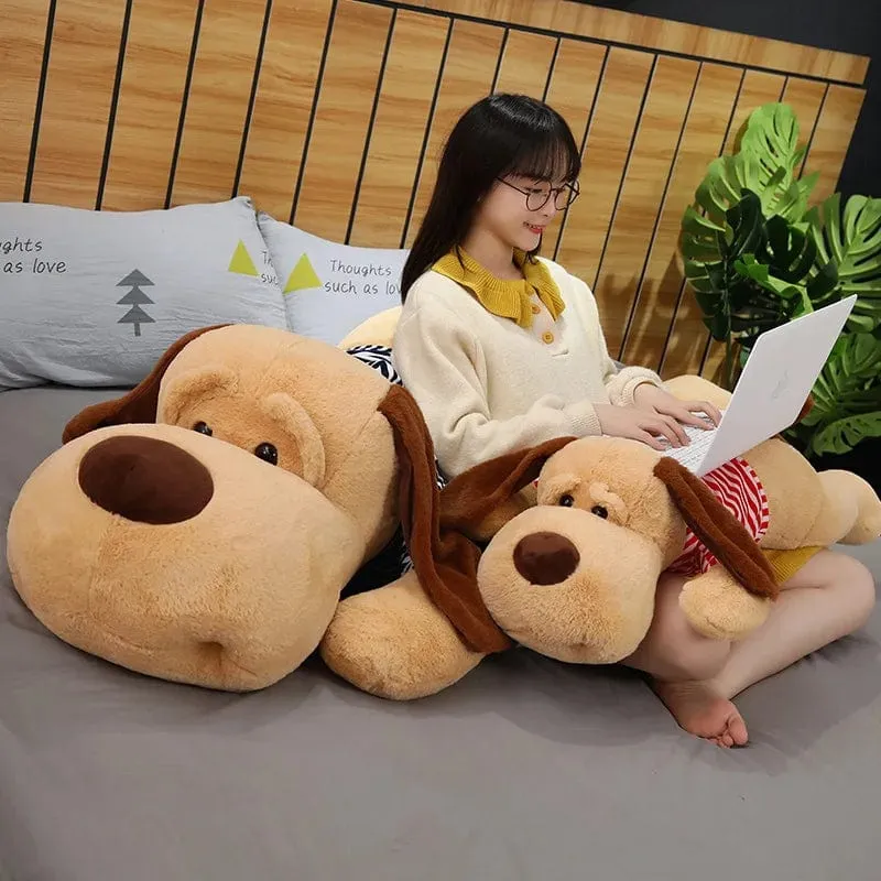 Riesiges Hundeplüschtier, großer schlafender Hund, ausgestopfter Welpe, Puppe, weiches Tierspielzeug, Cartoon-Kissen, Baby-Rückenkissen, Mädchen, Geburtstagsgeschenk