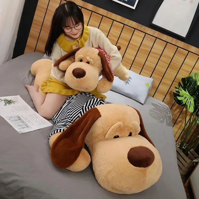 Riesiges Hundeplüschtier, großer schlafender Hund, ausgestopfter Welpe, Puppe, weiches Tierspielzeug, Cartoon-Kissen, Baby-Rückenkissen, Mädchen, Geburtstagsgeschenk