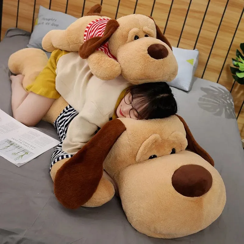 Riesiges Hundeplüschtier, großer schlafender Hund, ausgestopfter Welpe, Puppe, weiches Tierspielzeug, Cartoon-Kissen, Baby-Rückenkissen, Mädchen, Geburtstagsgeschenk