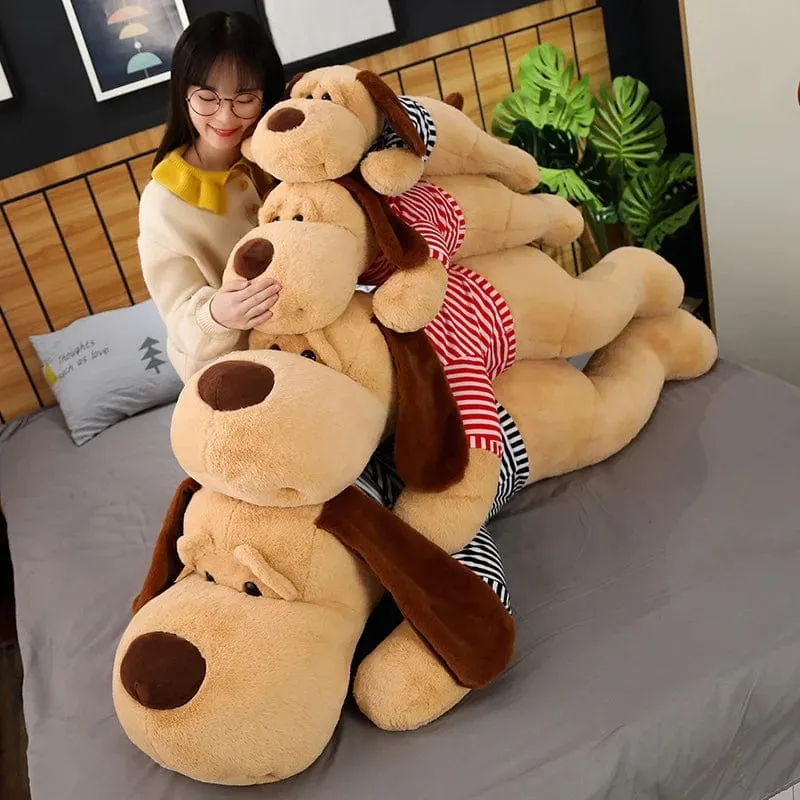 Riesiges Hundeplüschtier, großer schlafender Hund, ausgestopfter Welpe, Puppe, weiches Tierspielzeug, Cartoon-Kissen, Baby-Rückenkissen, Mädchen, Geburtstagsgeschenk