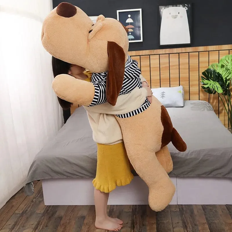 Riesiges Hundeplüschtier, großer schlafender Hund, ausgestopfter Welpe, Puppe, weiches Tierspielzeug, Cartoon-Kissen, Baby-Rückenkissen, Mädchen, Geburtstagsgeschenk
