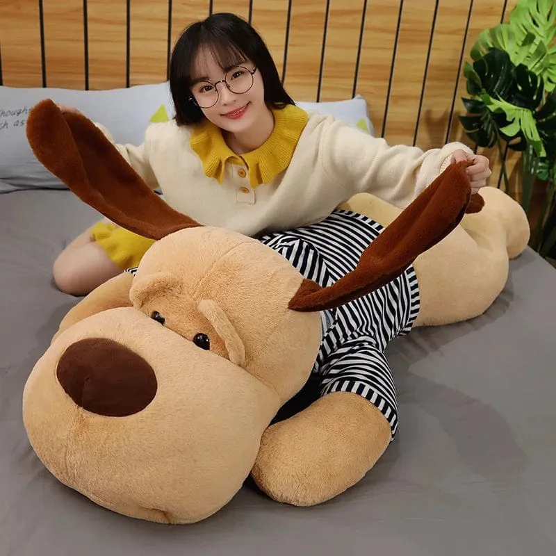 Riesiges Hundeplüschtier, großer schlafender Hund, ausgestopfter Welpe, Puppe, weiches Tierspielzeug, Cartoon-Kissen, Baby-Rückenkissen, Mädchen, Geburtstagsgeschenk