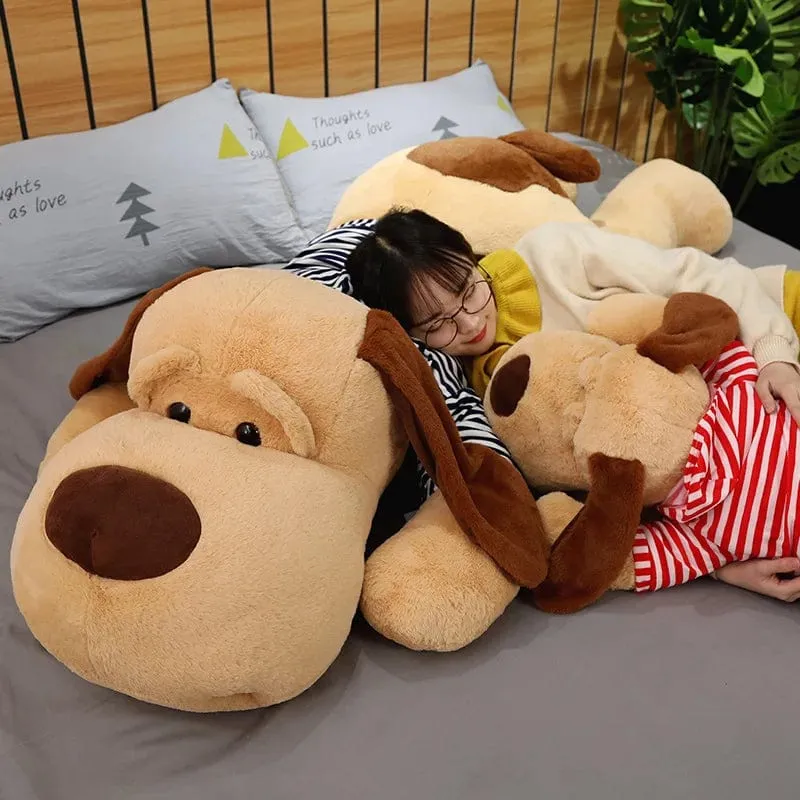 Riesiges Hundeplüschtier, großer schlafender Hund, ausgestopfter Welpe, Puppe, weiches Tierspielzeug, Cartoon-Kissen, Baby-Rückenkissen, Mädchen, Geburtstagsgeschenk