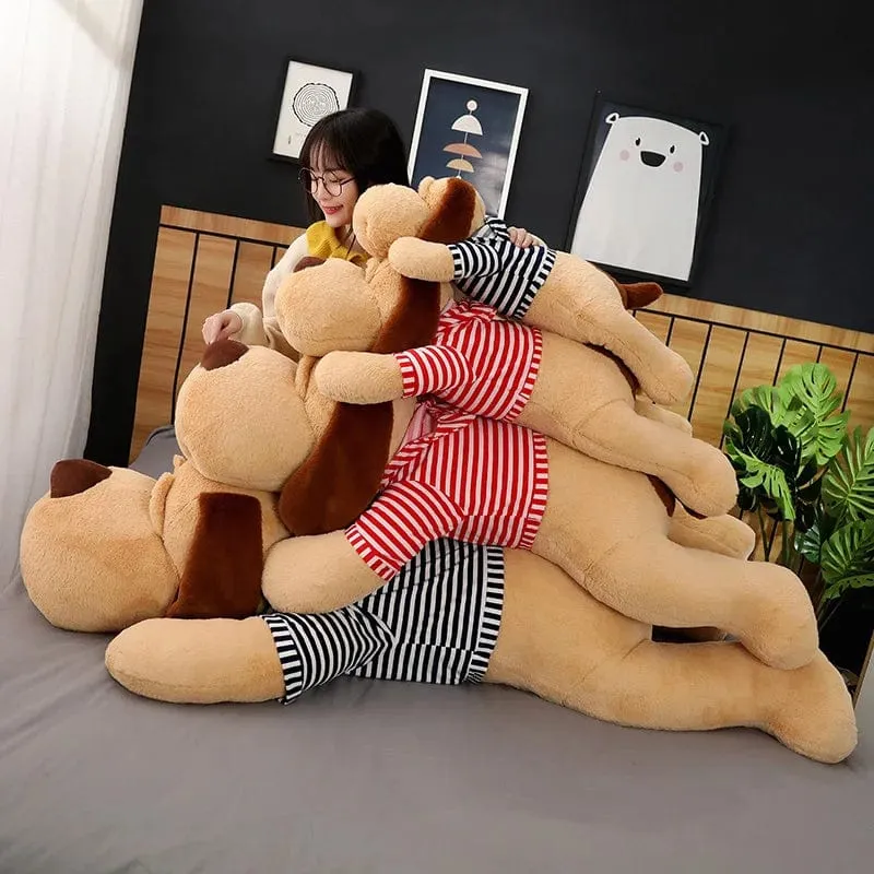 Riesiges Hundeplüschtier, großer schlafender Hund, ausgestopfter Welpe, Puppe, weiches Tierspielzeug, Cartoon-Kissen, Baby-Rückenkissen, Mädchen, Geburtstagsgeschenk