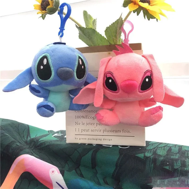 10 cm Kawaii Disney Stitch Plüschpuppen Schlüsselanhänger Niedlicher Engel Stitch Ehepartner Gefüllte Plüschtiere Anhänger Kinder Geburtstagsgeschenk