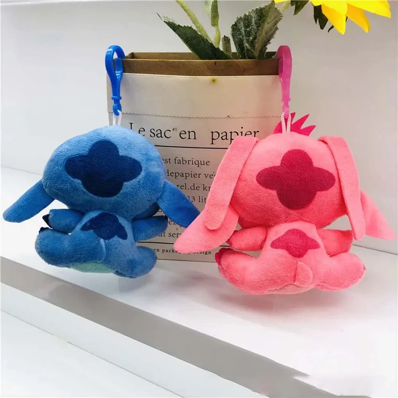 10 cm Kawaii Disney Stitch Plüschpuppen Schlüsselanhänger Niedlicher Engel Stitch Ehepartner Gefüllte Plüschtiere Anhänger Kinder Geburtstagsgeschenk
