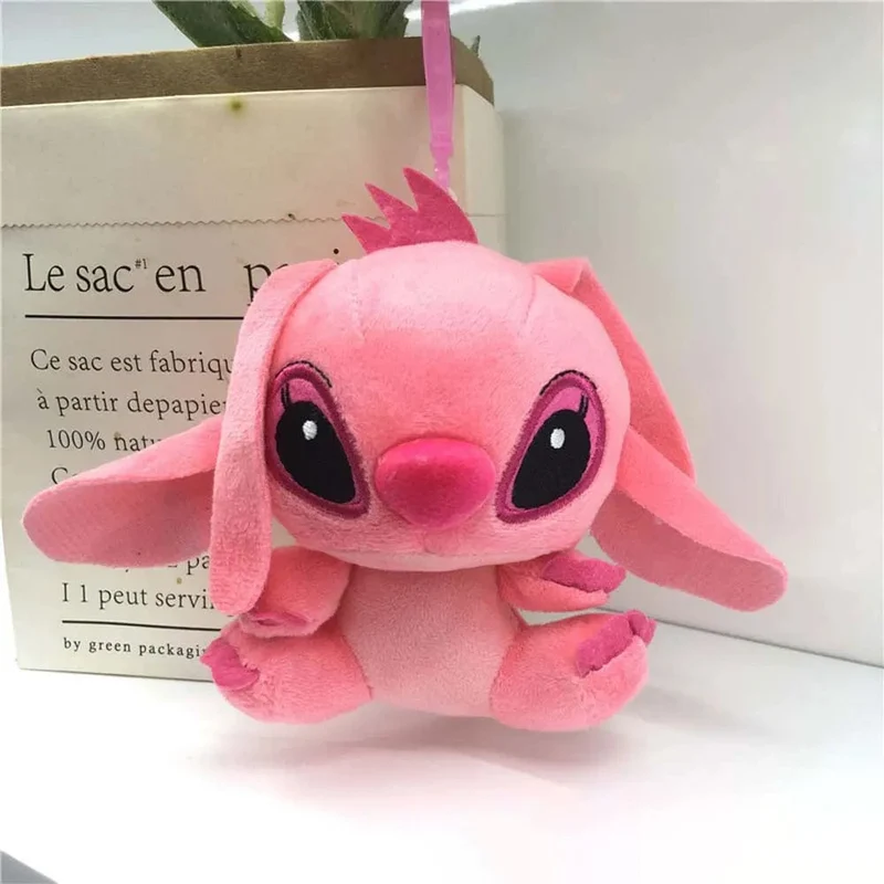 10 cm Kawaii Disney Stitch Plüschpuppen Schlüsselanhänger Niedlicher Engel Stitch Ehepartner Gefüllte Plüschtiere Anhänger Kinder Geburtstagsgeschenk