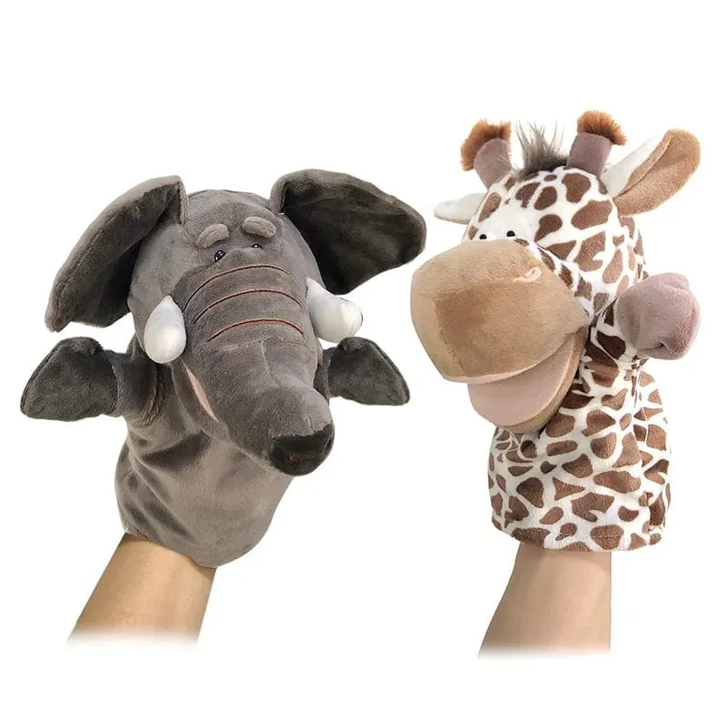Weiche Stofftierpuppe, Tierplüschpuppe, pädagogisches Babyspielzeug, Löwe, Elefant, Affe, Giraffe, Tiger, Hase, Kawaii, Handfingerpuppe