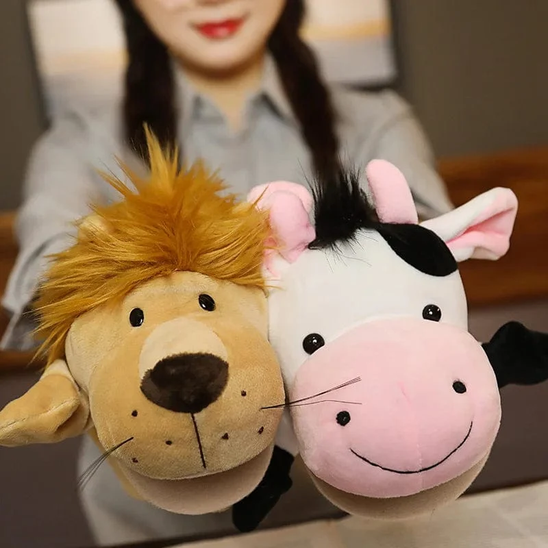 Weiche Stofftierpuppe, Tierplüschpuppe, pädagogisches Babyspielzeug, Löwe, Elefant, Affe, Giraffe, Tiger, Hase, Kawaii, Handfingerpuppe