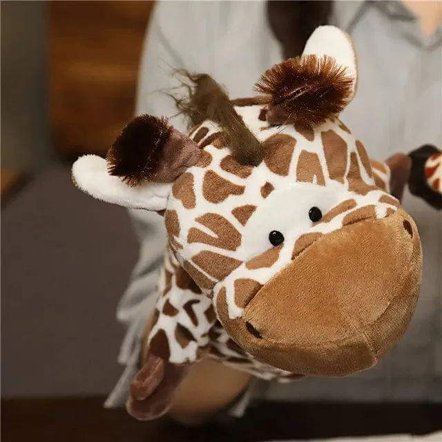 Weiche Stofftierpuppe, Tierplüschpuppe, pädagogisches Babyspielzeug, Löwe, Elefant, Affe, Giraffe, Tiger, Hase, Kawaii, Handfingerpuppe