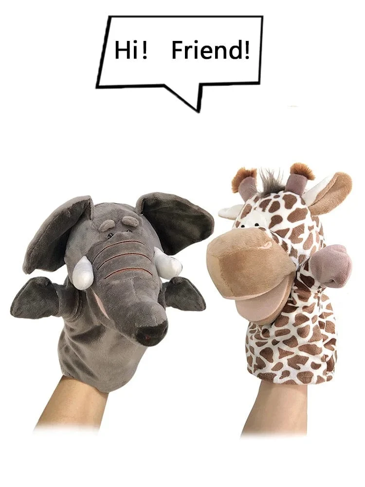 Weiche Stofftierpuppe, Tierplüschpuppe, pädagogisches Babyspielzeug, Löwe, Elefant, Affe, Giraffe, Tiger, Hase, Kawaii, Handfingerpuppe