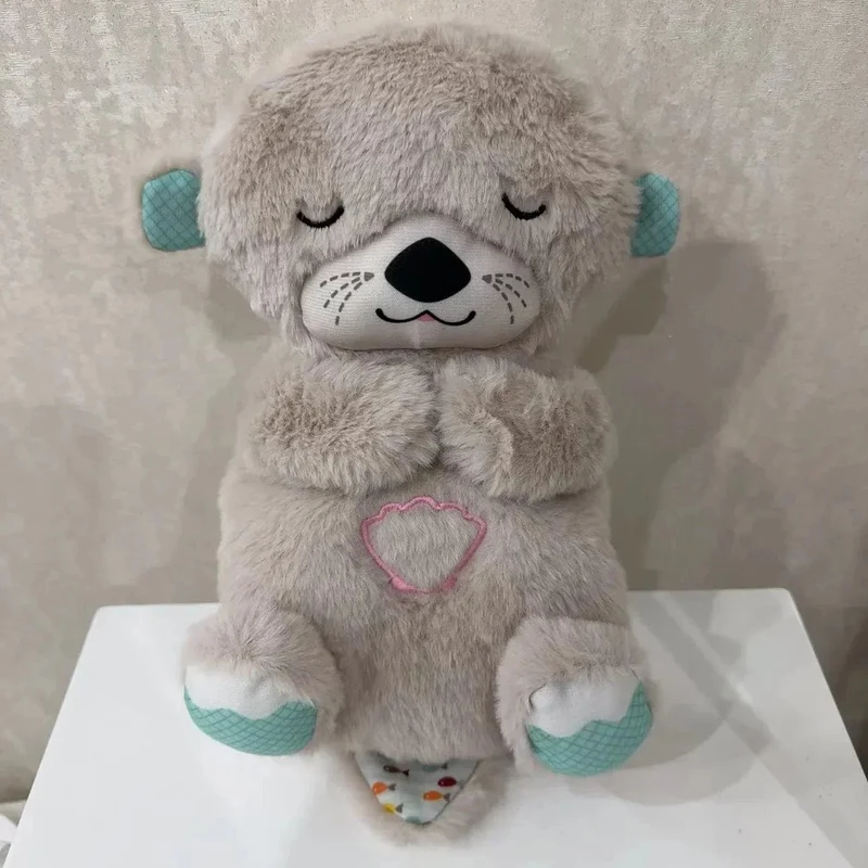 Baby Breathe Bear beruhigt Baby Otter Plüschtier Kinder beruhigende Musik Schlafbegleiter Ton und Licht gefüllte Puppe Spielzeug Geschenke