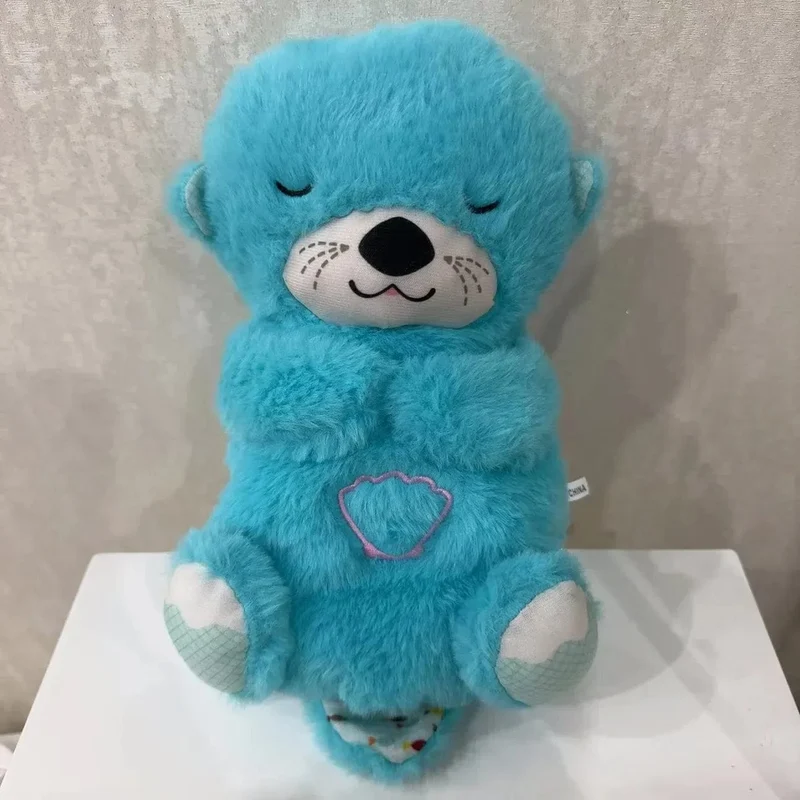 Baby Breathe Bear beruhigt Baby Otter Plüschtier Kinder beruhigende Musik Schlafbegleiter Ton und Licht gefüllte Puppe Spielzeug Geschenke