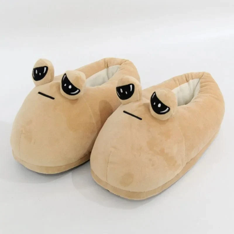 The Maw Pou Baumwoll-Slipper Anime Plüsch-Hausschuhe Kawaii Cartoon Weich Gefüllte Flauschige Dicke Rutschfeste Schuhe Alien Pou Puppe Home Indo