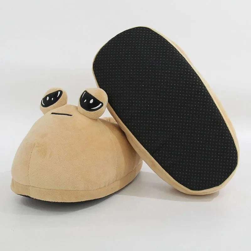 The Maw Pou Baumwoll-Slipper Anime Plüsch-Hausschuhe Kawaii Cartoon Weich Gefüllte Flauschige Dicke Rutschfeste Schuhe Alien Pou Puppe Home Indo