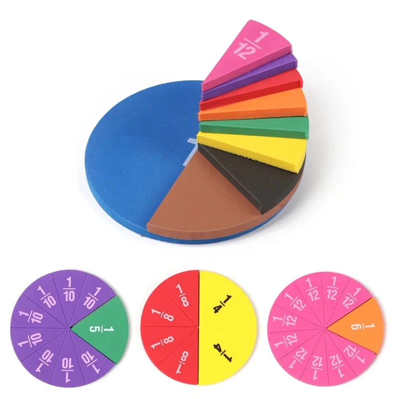 9Set EVA rund geformte Brüche Instrument Montessori Mathematik pädagogisches Spielzeug Mathematik lernen Werkzeug Student Lehre Geschenke