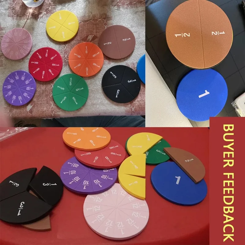 9Set EVA rund geformte Brüche Instrument Montessori Mathematik pädagogisches Spielzeug Mathematik lernen Werkzeug Student Lehre Geschenke