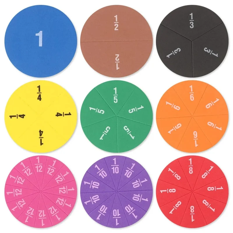9Set EVA rund geformte Brüche Instrument Montessori Mathematik pädagogisches Spielzeug Mathematik lernen Werkzeug Student Lehre Geschenke