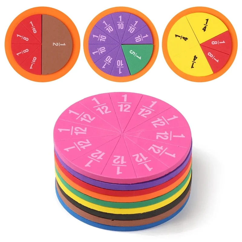9Set EVA rund geformte Brüche Instrument Montessori Mathematik pädagogisches Spielzeug Mathematik lernen Werkzeug Student Lehre Geschenke