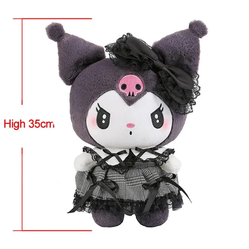 Sanrios Schwarzes Kuromi Mymelody-Plüsch-Puppen Kawaii-Cartoon-Sofakissen-Kissen Dark Gothic Lace-Spielzeug Geburtstagsgeschenk für Mädchen