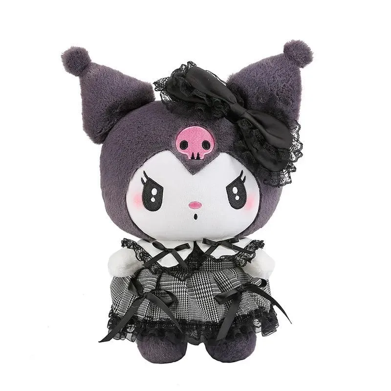 Sanrios Schwarzes Kuromi Mymelody-Plüsch-Puppen Kawaii-Cartoon-Sofakissen-Kissen Dark Gothic Lace-Spielzeug Geburtstagsgeschenk für Mädchen