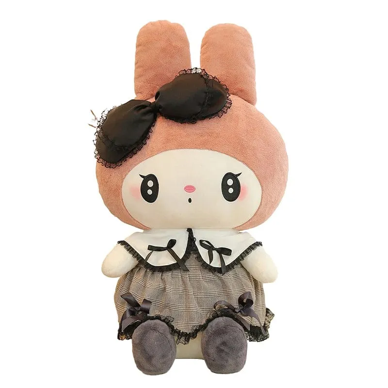 Sanrios Schwarzes Kuromi Mymelody-Plüsch-Puppen Kawaii-Cartoon-Sofakissen-Kissen Dark Gothic Lace-Spielzeug Geburtstagsgeschenk für Mädchen