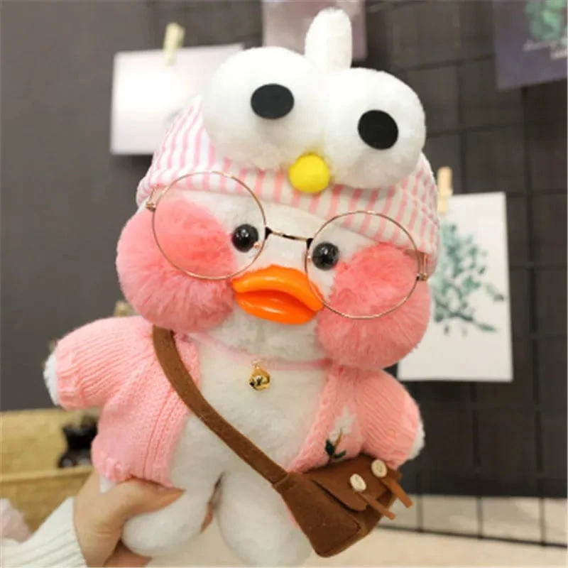 Neues Plüsch, süße Lalafanfan-Ente, Café-Ente, 30 cm, Puppe, Plüschtier, gefüllte weiche Puppe, Kawaii-Tierkissen, Geburtstagsgeschenk für Kinder