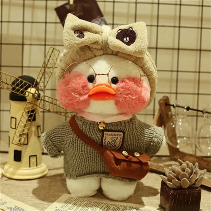 Neues Plüsch, süße Lalafanfan-Ente, Café-Ente, 30 cm, Puppe, Plüschtier, gefüllte weiche Puppe, Kawaii-Tierkissen, Geburtstagsgeschenk für Kinder