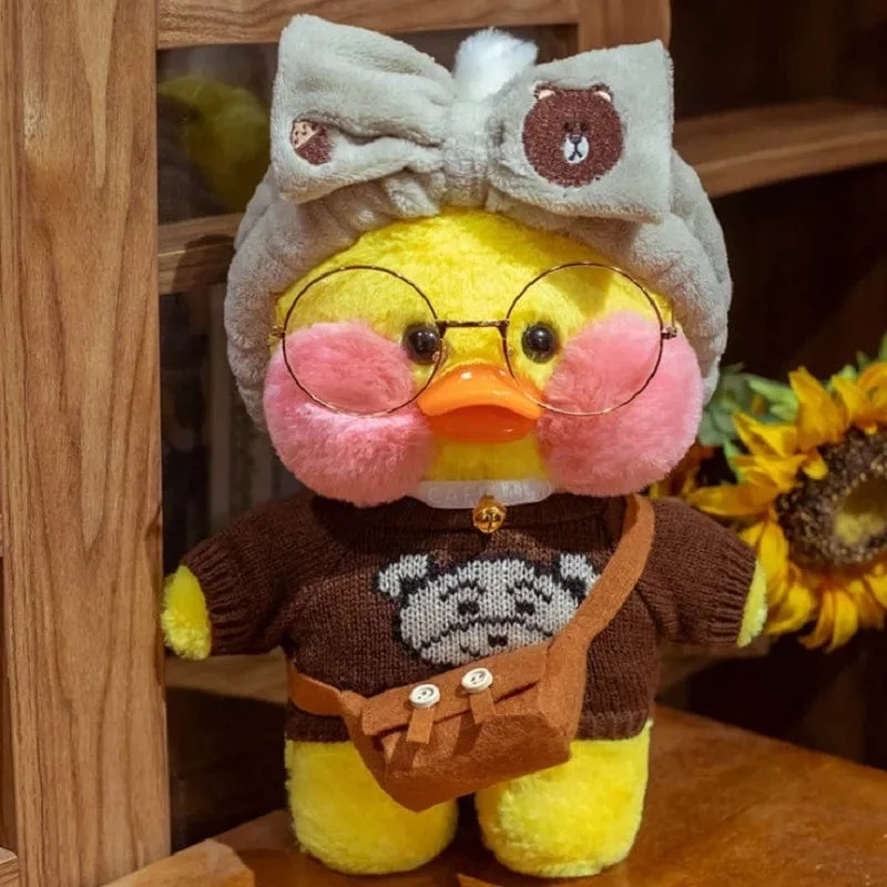 Neues Plüsch, süße Lalafanfan-Ente, Café-Ente, 30 cm, Puppe, Plüschtier, gefüllte weiche Puppe, Kawaii-Tierkissen, Geburtstagsgeschenk für Kinder